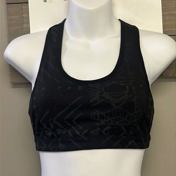 Free People Movement Black/Gray/Coral Abstract Pullover Zip-Up Sports Bra- Small - Picture 1 of 13